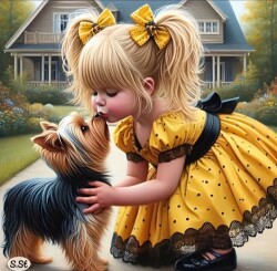 Момиченце и кученце 25/25:см